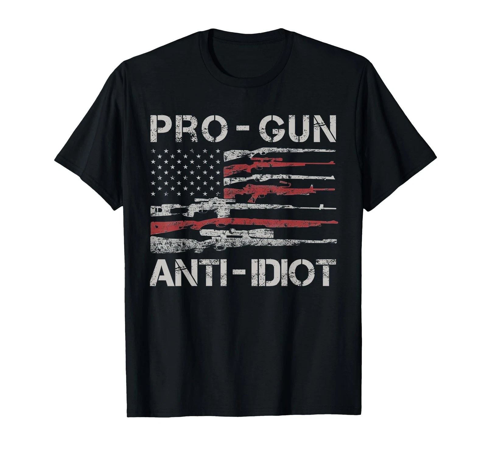 Pro Gun Anti Idiot Shirt Vintage USA Flag 2nd Amendment T-Shirt