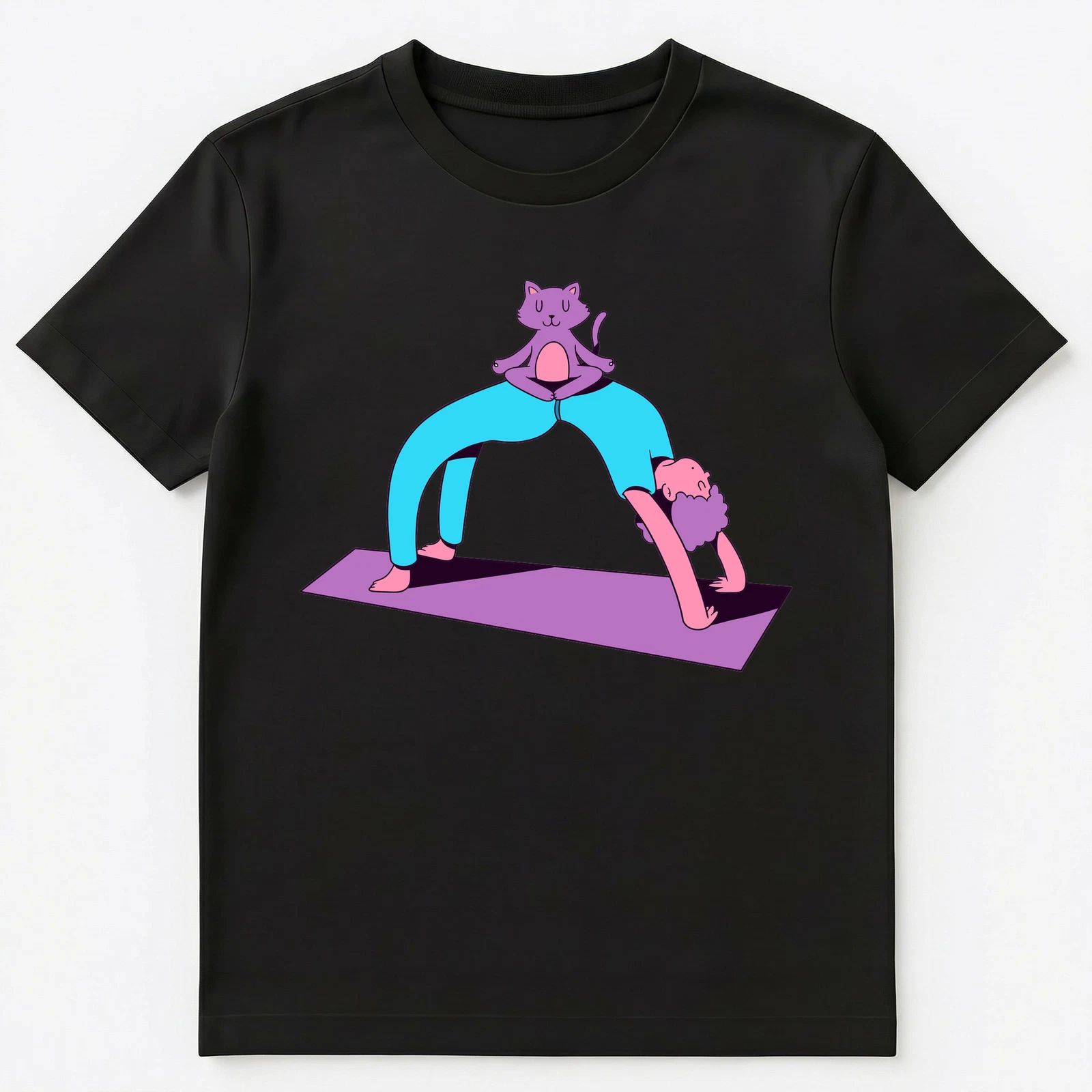 Funny Yoga With A Cat Graphic Unisex T-Shirt