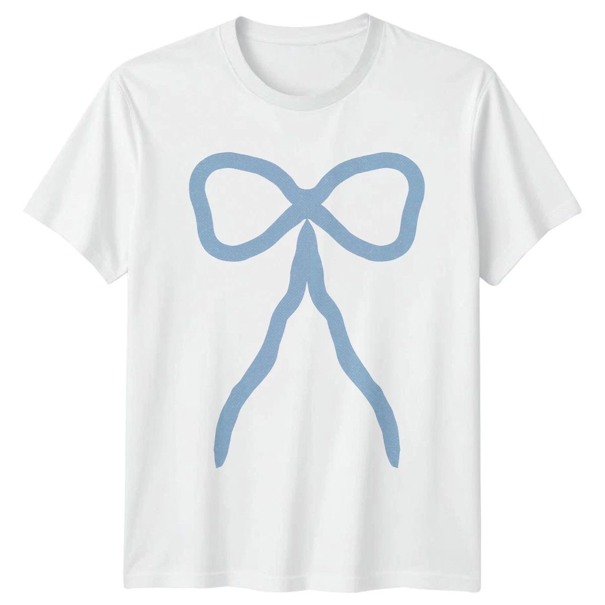 Light Blue Bow Simple Design Unisex T-Shirt Womens Tee Mens Top Graphic Shirt