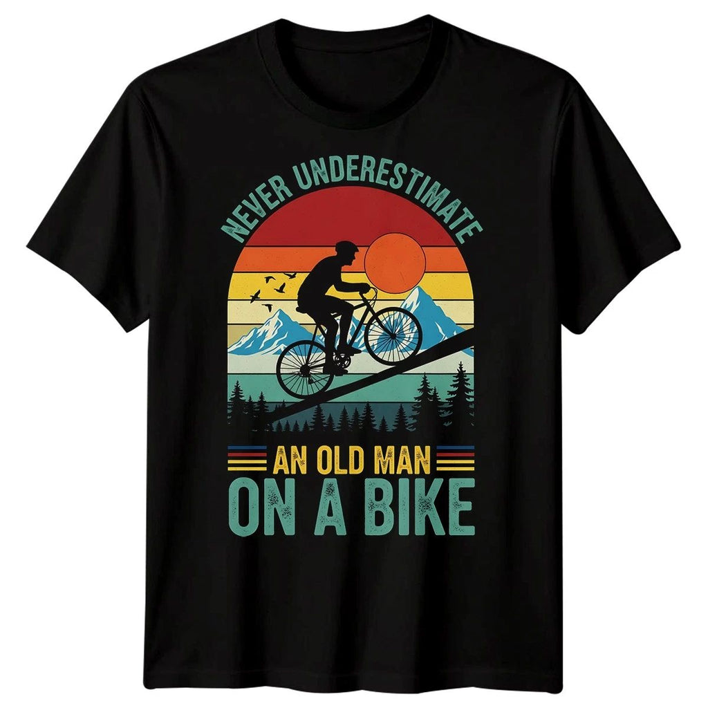 Never Underestimate An Old Man On A Bike Cycling Sports Mens T-Shirt