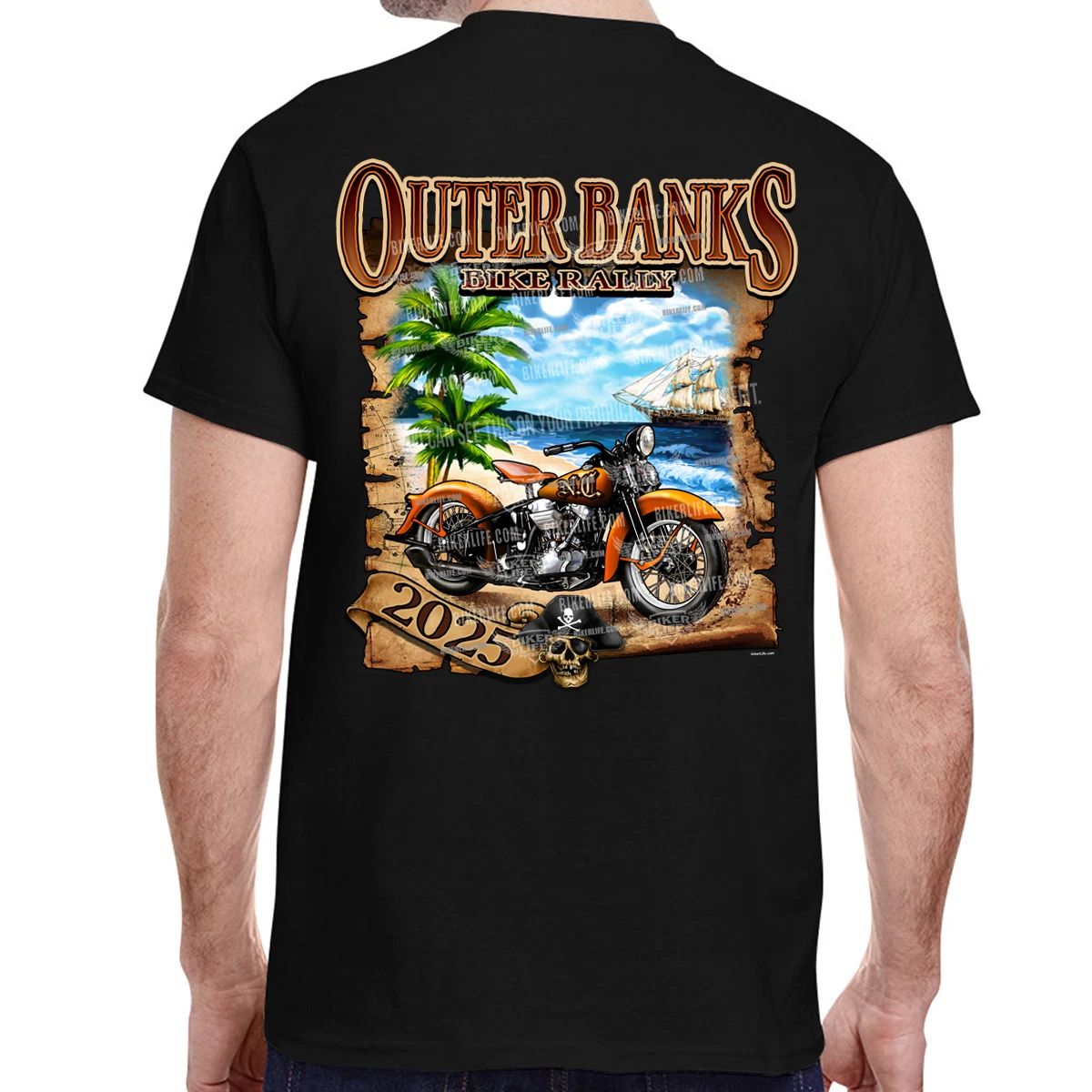 2025 Outer Banks Bike Rally Pirate Beach T-Shirt No Harley