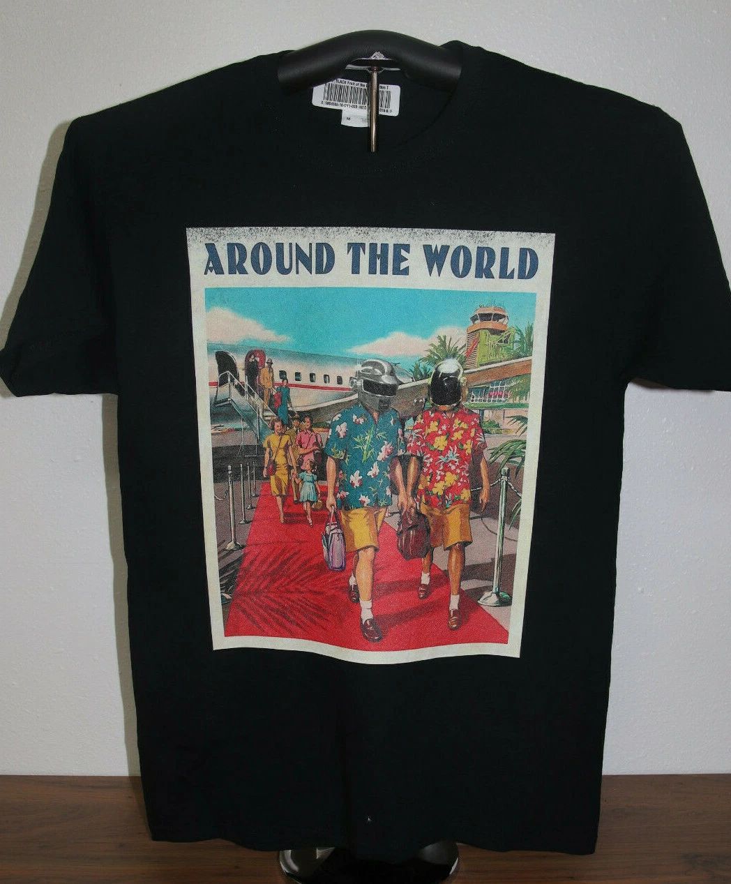AROUND THE WORLD- Potential future air travel  T-Shirt  Black, Medium