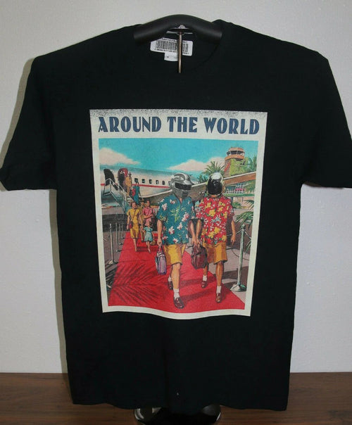 AROUND THE WORLD- Potential future air travel  T-Shirt  Black, Medium