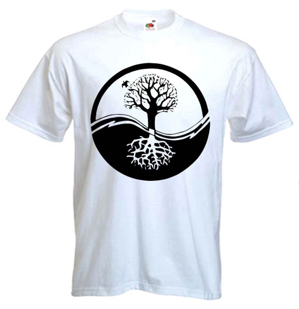 YIN & YANG TREE OF LIFE T-SHIRT - Wicca Pagan Druid Taoism Zen Meditation Yoga