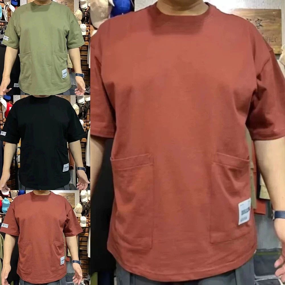 Trendy Mens Casual Summer Short Sleeve T Shirt Featuring Multi Pocket Design
