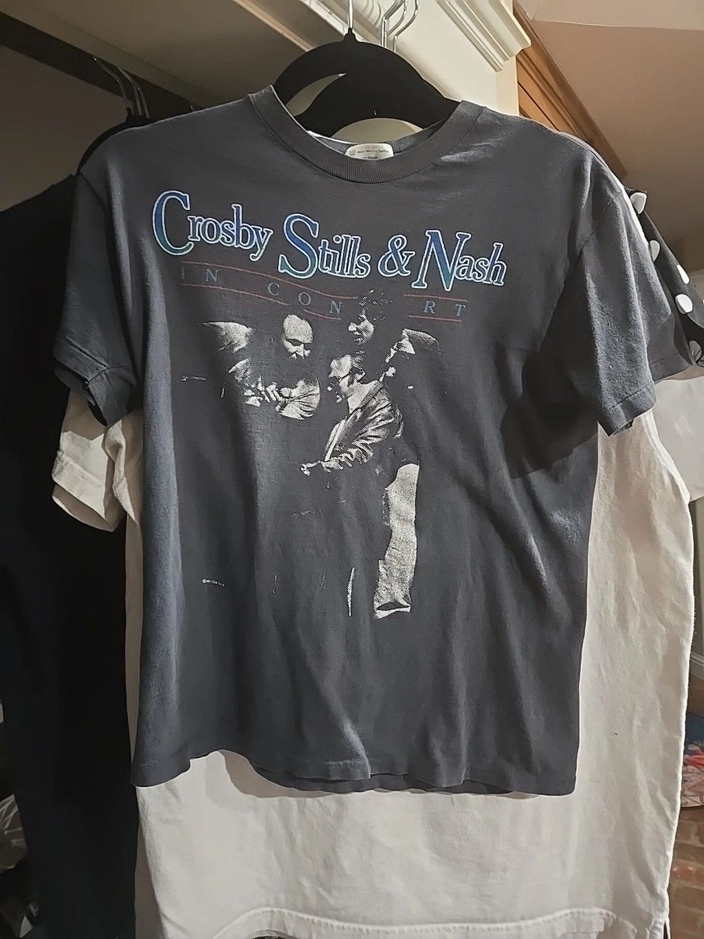 VINTAGE 1984 Crosby Stills & Nash Shirt CSN In Concert Tour Rock Music Band Sz M