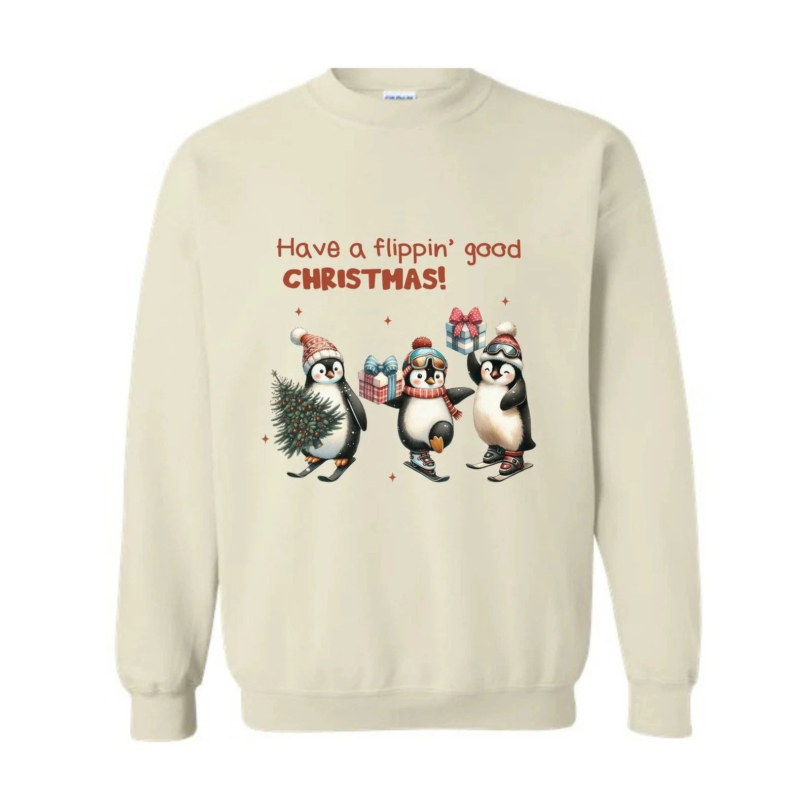 Have a Flippin' Good Christmas Penguins Sweatshirt, Cute Penguin Christmas Sweat