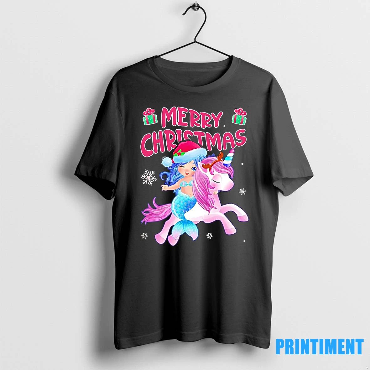 Mermaid Riding Unicorn Merry Christmas Fantasy Tshirts Sweater