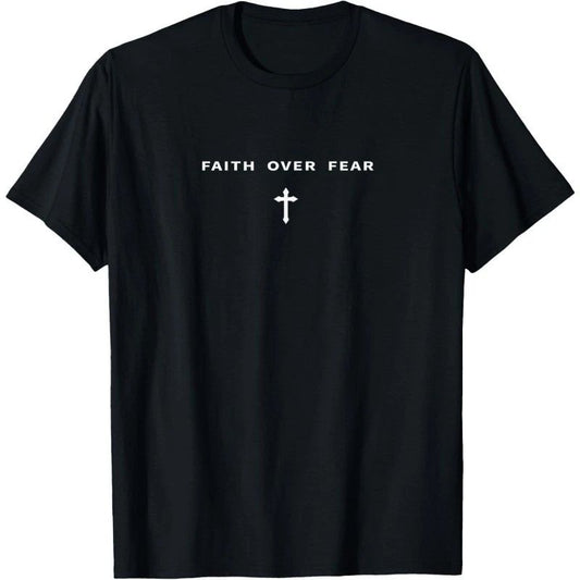 Faith Over Fear Christian Minimalist Jesus Christ Cross T-Shirt