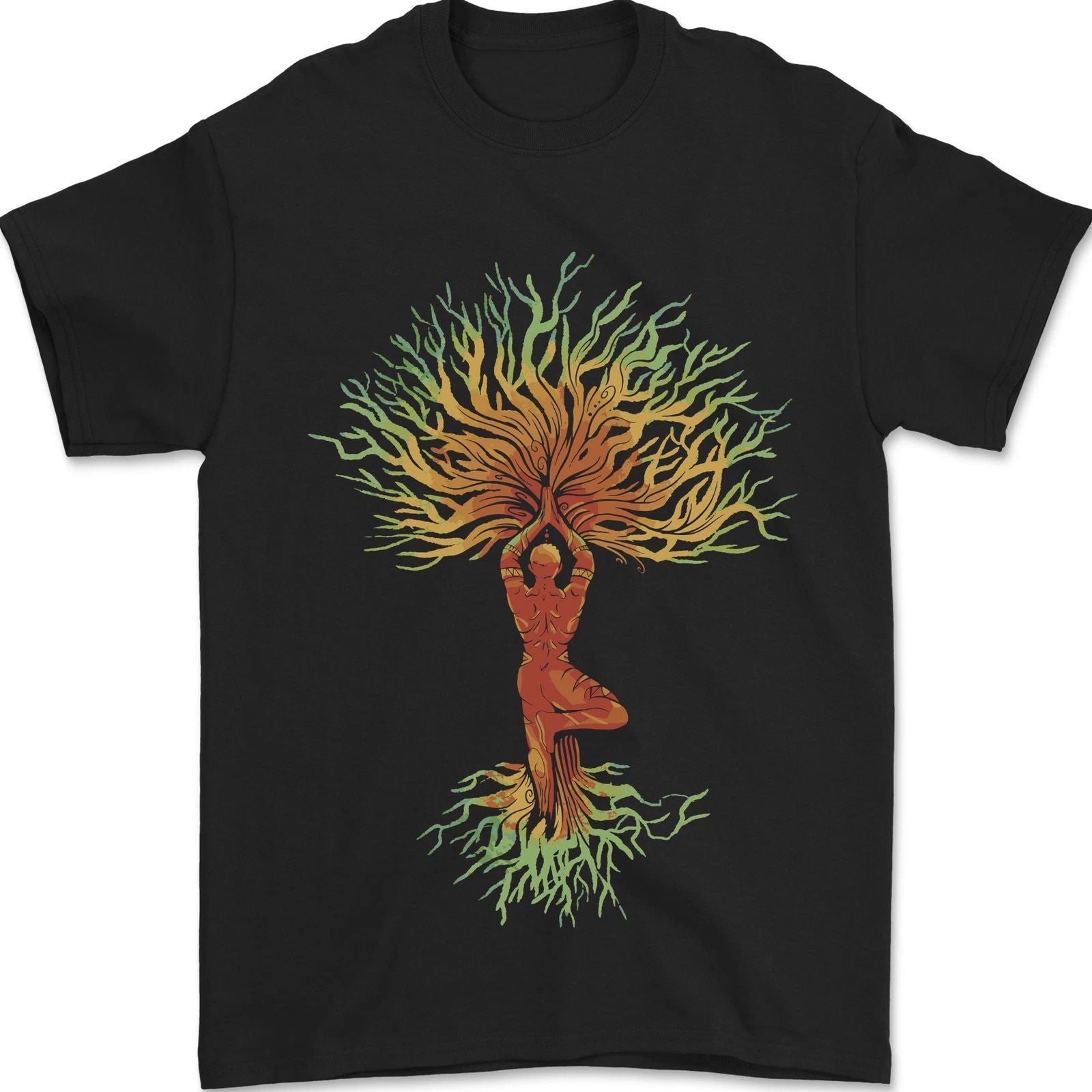 Yoga Tree Man Meditation Mens T-Shirt 100% Cotton