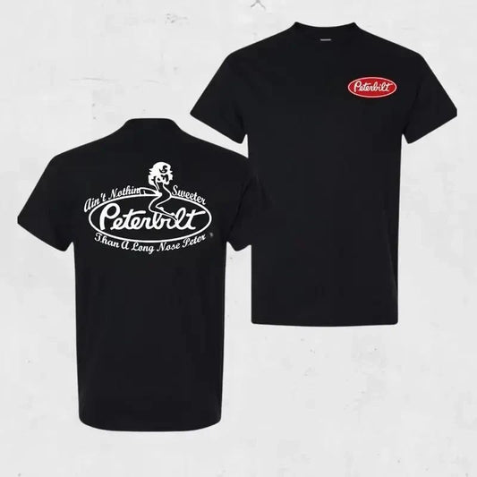 Peterbilt Trucking T-Shirt – Funny Long Nose Peter Slogan with Pin-Up