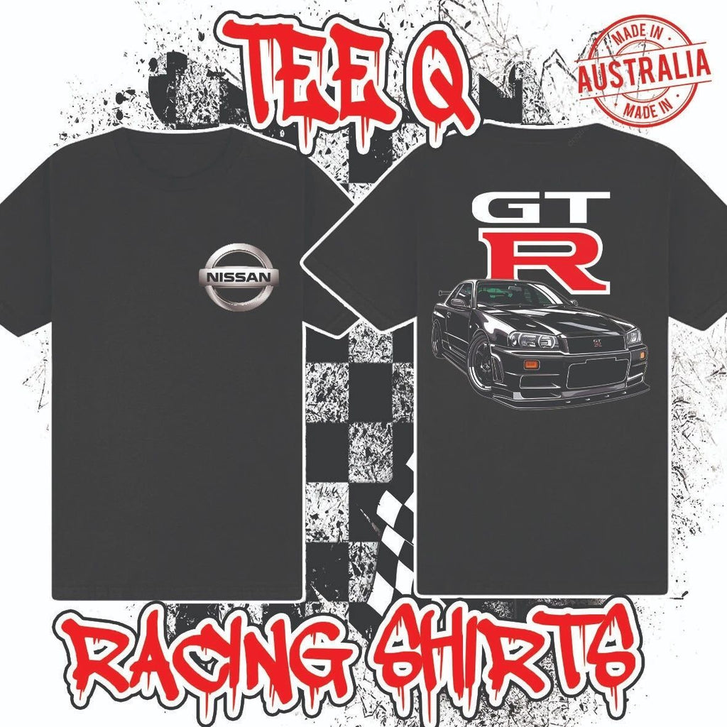 Nissan Skyline R34 GTR ~ Premium Black Gildan Cotton Tee JDM Japan R32 R33 R35