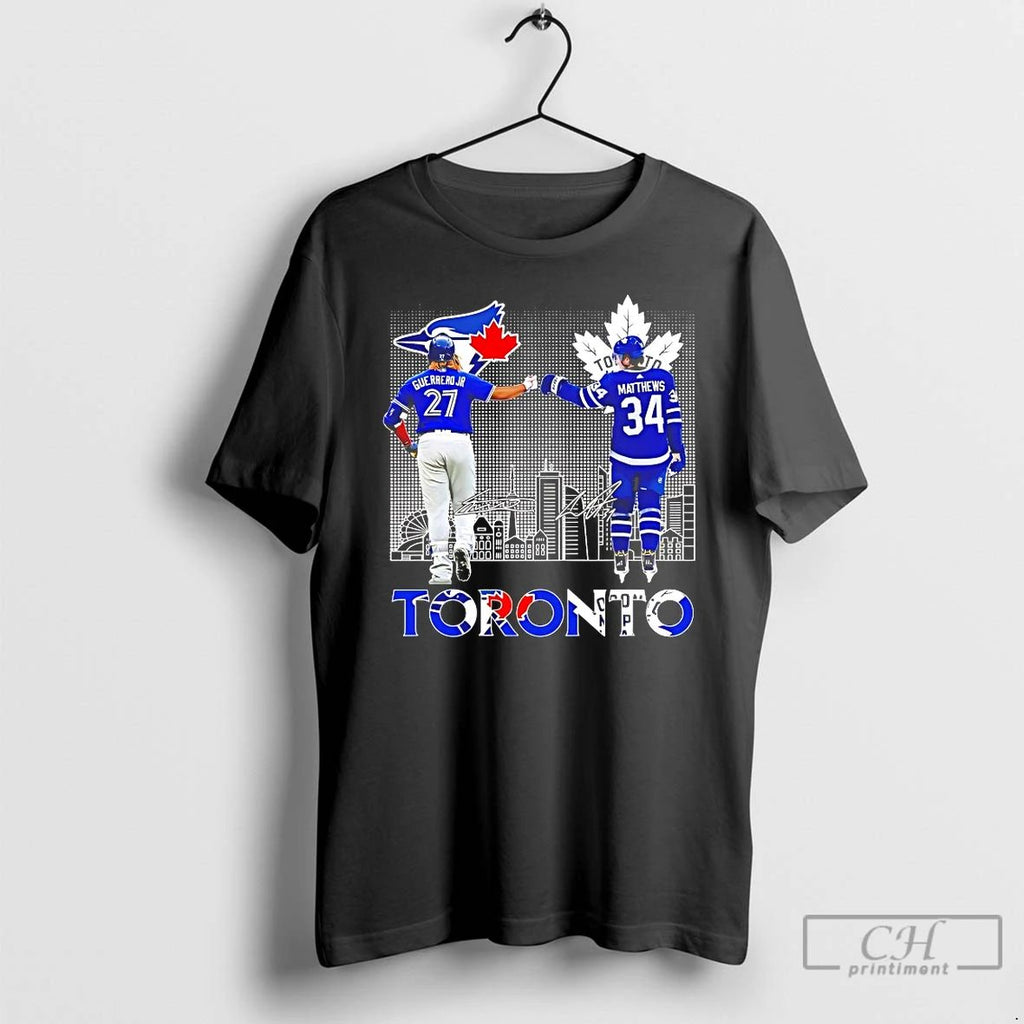 Classic Vladimir Guerrero Jr Toronto Blue Jays First Bump Auston Matthews Toronto Maple Leafs Toronto
