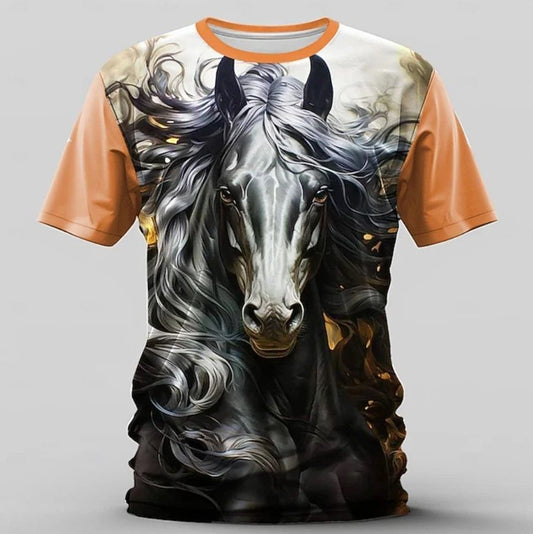 Men's Graphic Horse T Shirt Short Sleeve T shirt 3D Print Crew Neck Shirt Retro