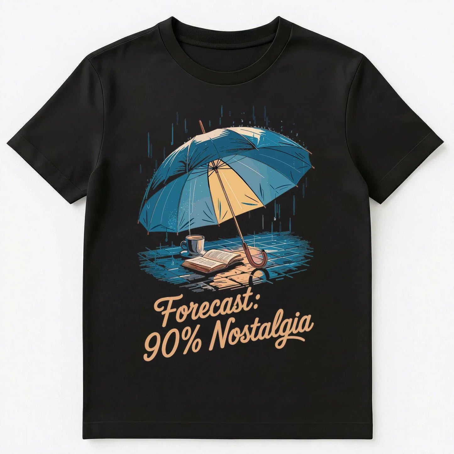 Rainy Day Nostalgia Cozy Aesthetic With Umbrella And Mood Unisex T-Shirt