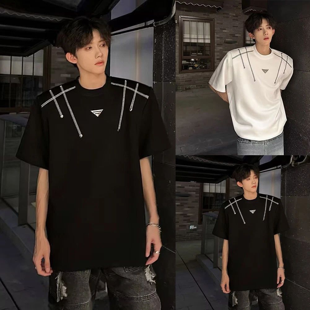 Trendy Men's O Neck T Shirt Loose Casual Short Sleeve Korean Design for Hip Hop