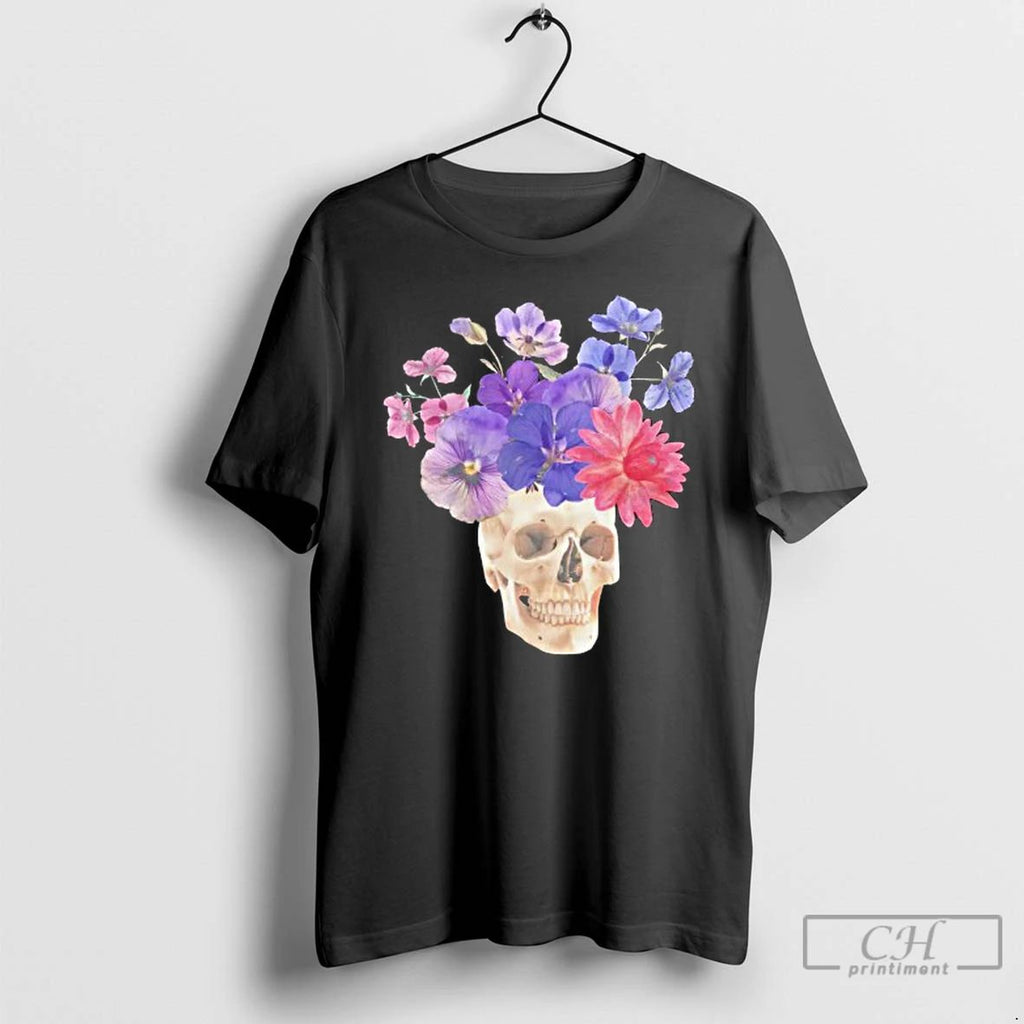 Premium Floral Skull Collage T Shirts