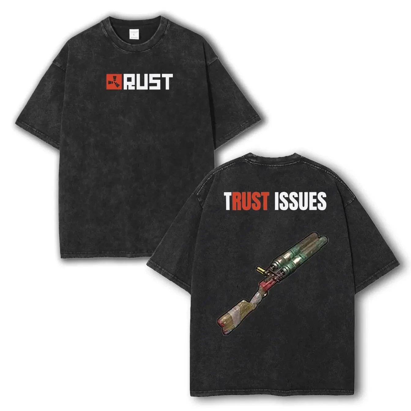 Rust Game Graphic T-Shirt Washed Cotton Vintage Gaming Streetwear Tee