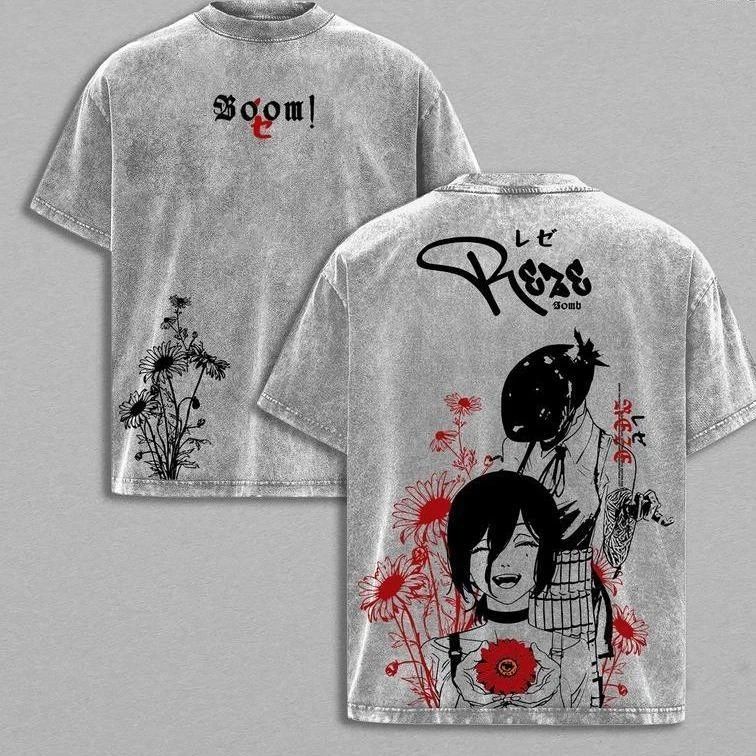 Reze Chainsaw Man Tee – Vintage Washed T-Shirt, Movie Inspired Anime Manga