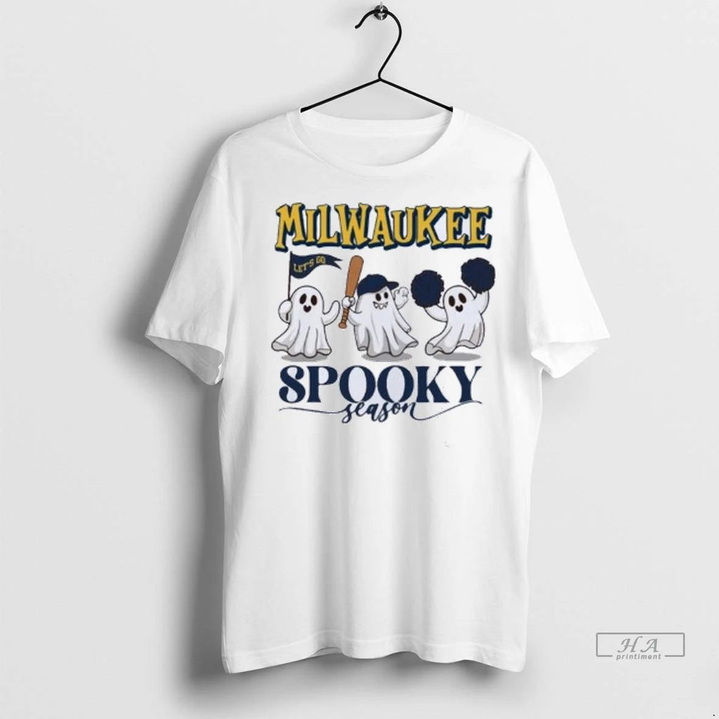 Trendy Officials Milwaukee Brewers Ghost Baseball Spooky Season Halloween Mlb Wild Card Shirt Sweater