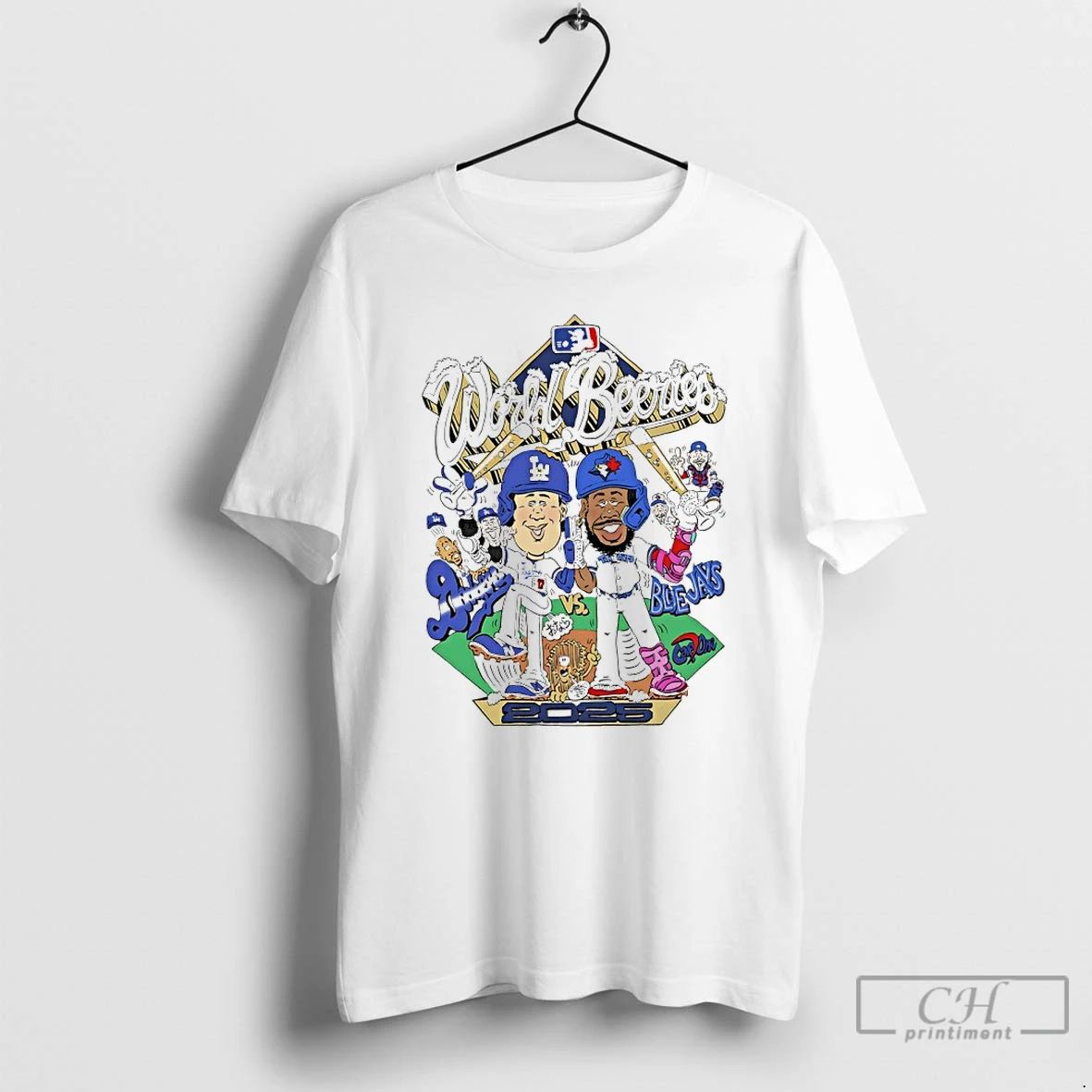 Classic Dodgers Vs Blue Jays 2025 World Beeries Caricature T Shirts