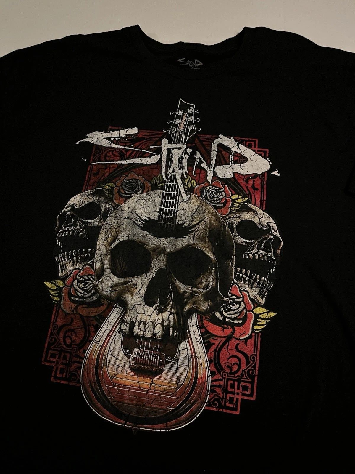 STAIND Rock Band Skull Guitar Black T-Shirt 3XL Album Tour Music Concert Lewis