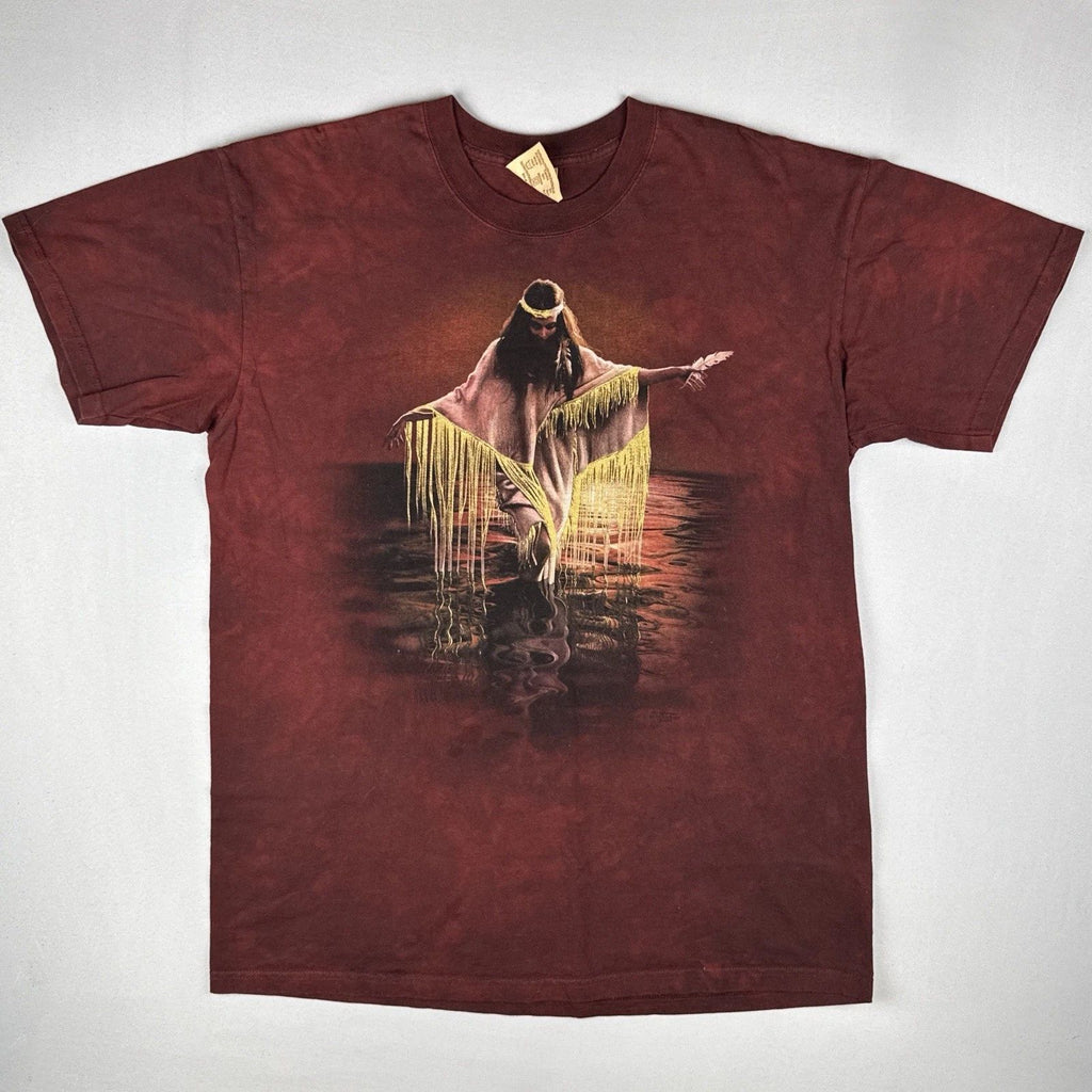 Vintage The Mountain Tie Dye Native Spirit Art T Shirt USA Made Adult L