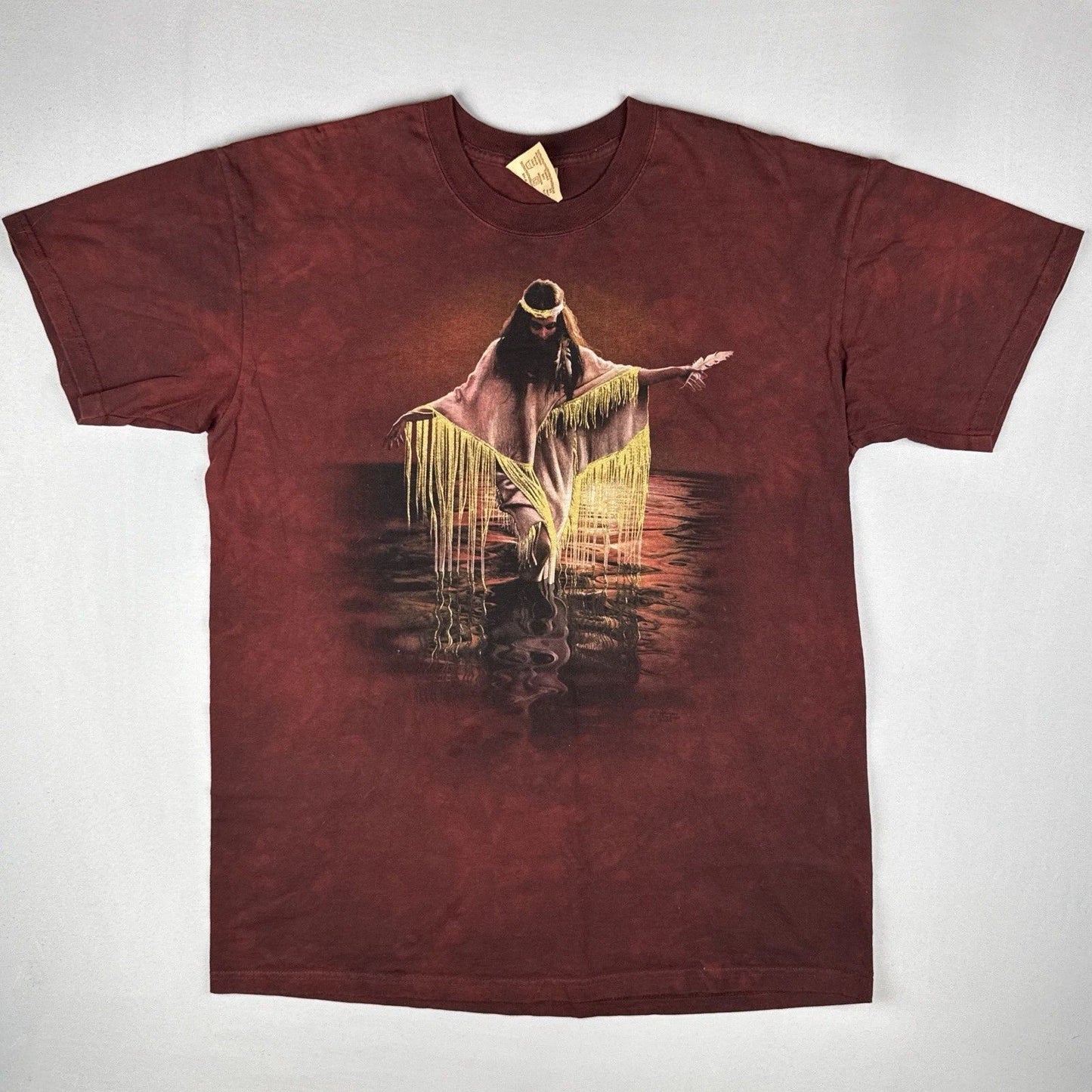 Vintage The Mountain Tie Dye Native Spirit Art T Shirt USA Made Adult L