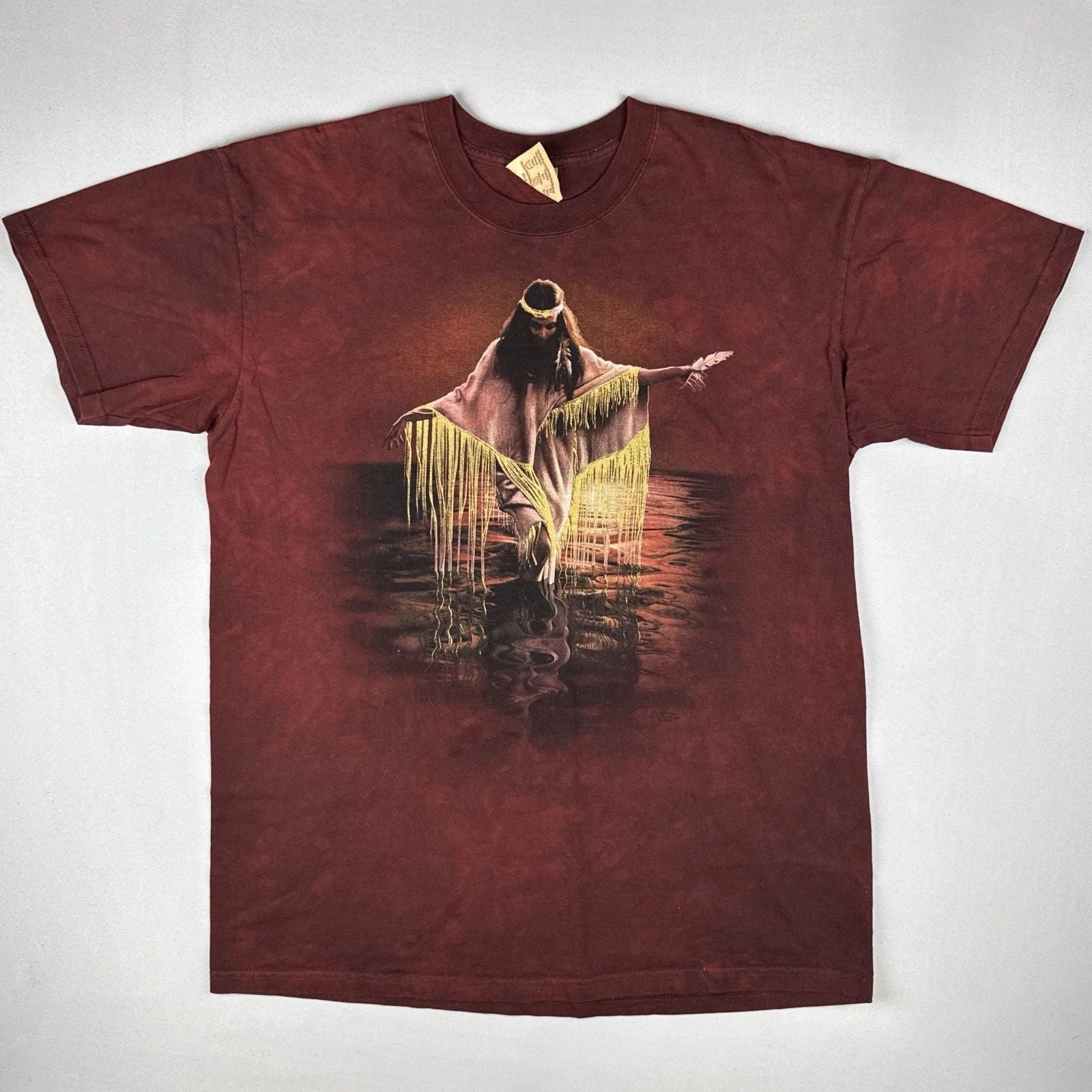 Vintage The Mountain Tie Dye Native Spirit Art T Shirt USA Made Adult L