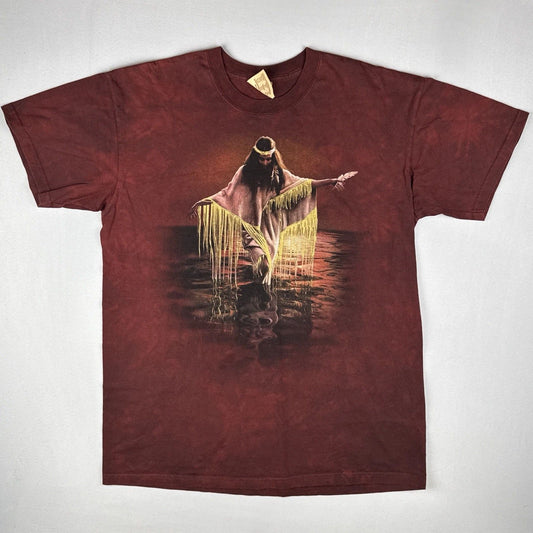 Vintage The Mountain Tie Dye Native Spirit Art T Shirt USA Made Adult L