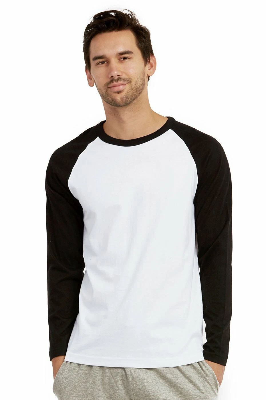 Men's Baseball T-Shirt Long Sleeve Premium Cotton Raglan Two Tone Jersey Tee
