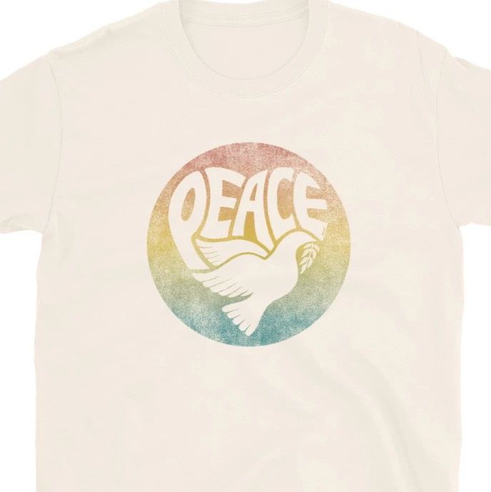 Peace Shirt Women Hippie Boho Rainbow Dove Heart Graphic Tee Vintage Love