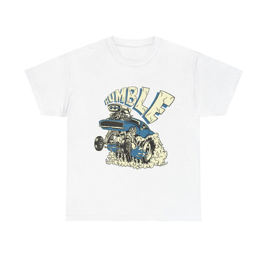 Vintage Rumble Retro Blue Muscle Car Camaro T-Shirt Rat Fink Style
