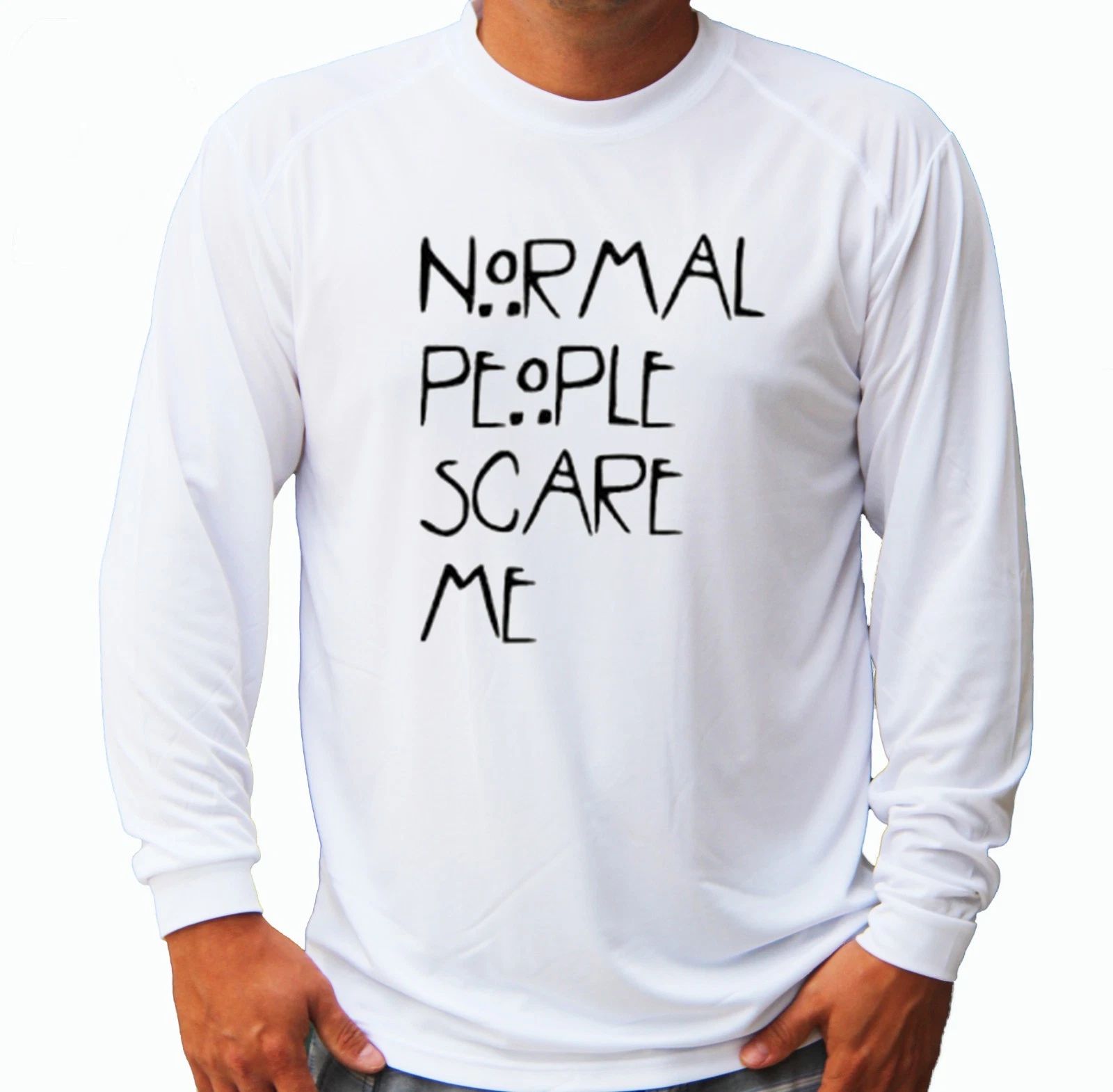 Normal People Scare Surfing Long Sleeve UPF 30 T-Shirt Beach Sport UV Protection