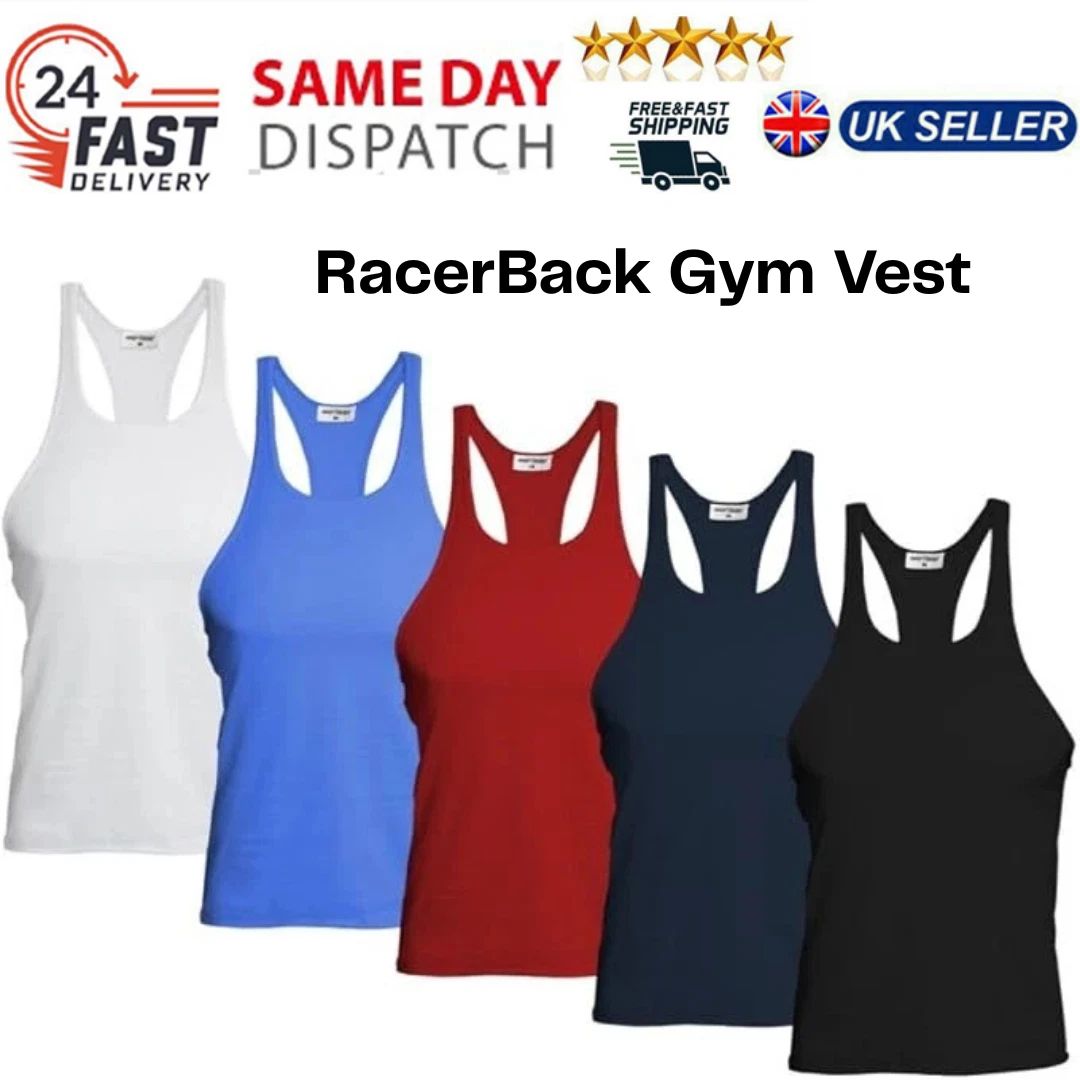 Mens Gym Stringer Muscle Vest Tank Top Sports Top Bodybuilding Racerback