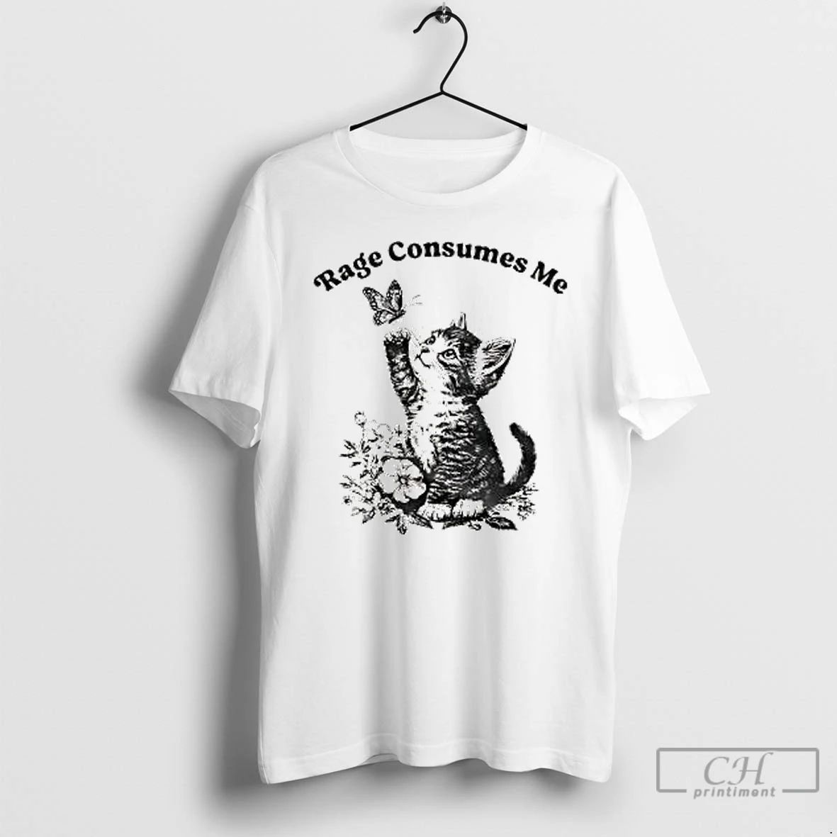 Classic Rage Consumes Me Cute Cat Meme Vintage T Shirts