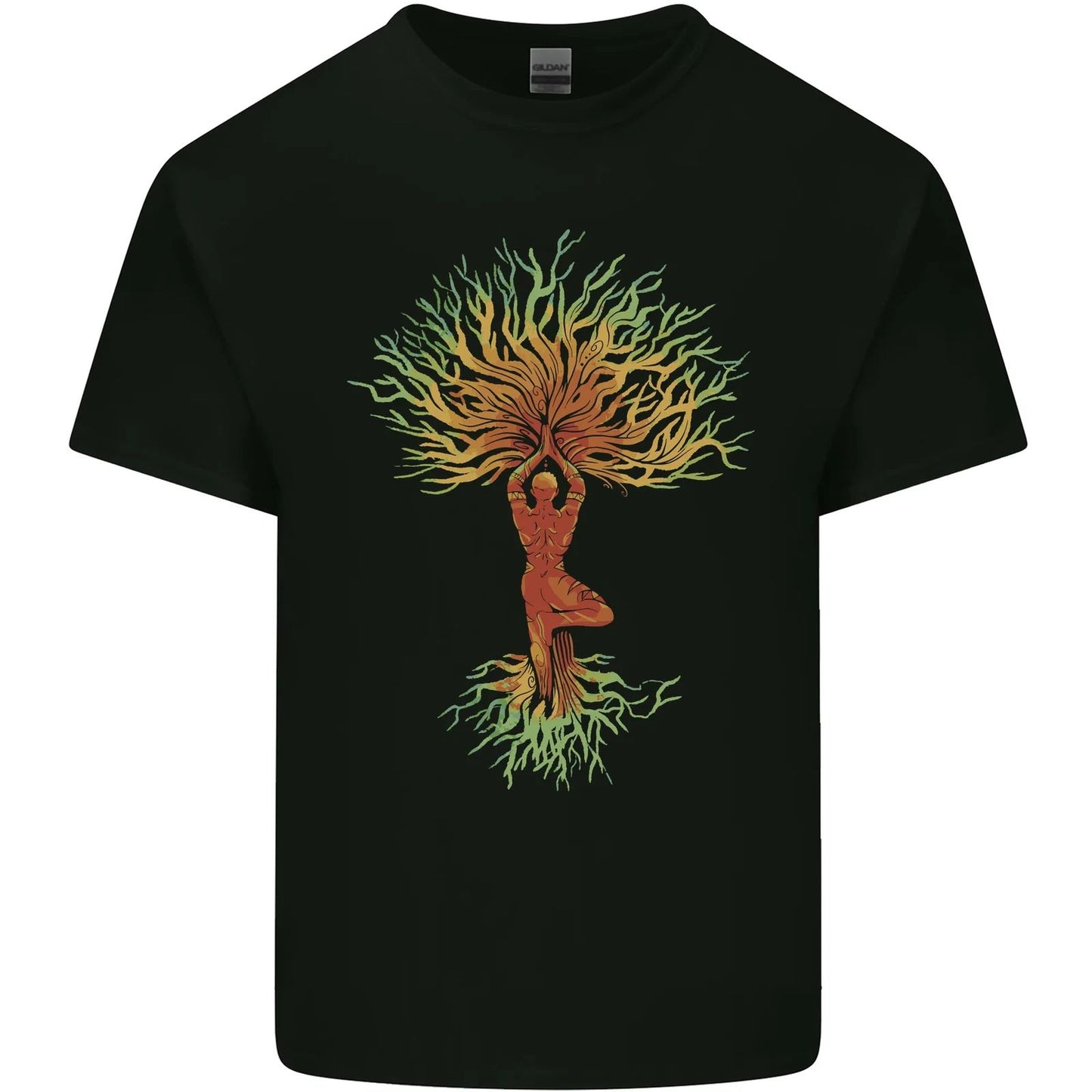 Yoga Tree Man Meditation Mens Cotton T-Shirt Tee Top
