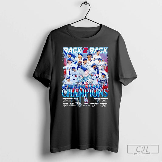 Classic La Dodgers Back 2 Back 24 25 National League Champions Signatures T Shirts