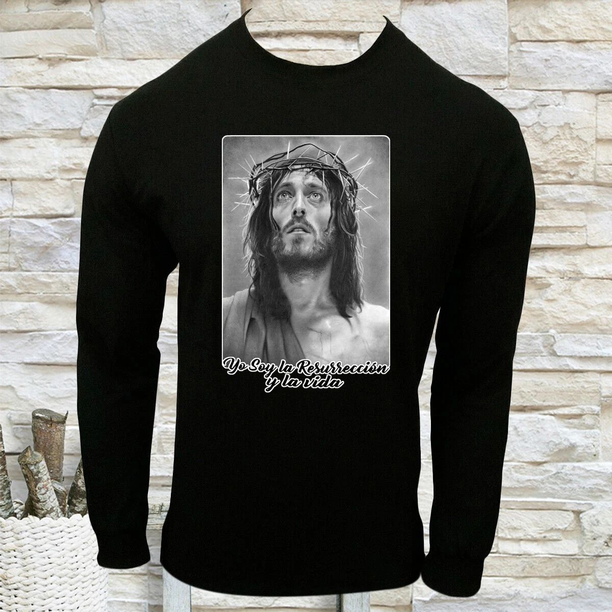 NEW JESUS YO SOY LA RESURRECCION Y LA VIDA CHRISTIAN MEN'S LONG SLEEVE T-SHIRT