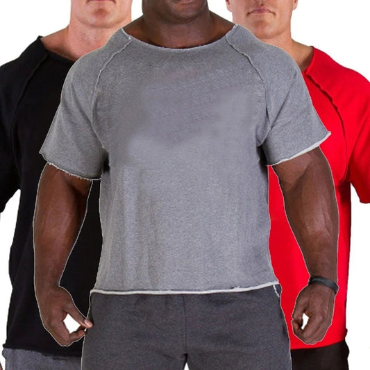 Bodybuilding Shirts Casual Cotton Fitness Gym Men's Round Neck T-shirt