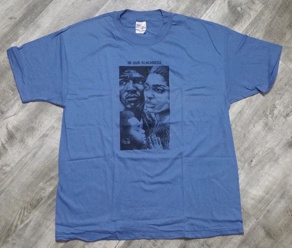 Vintage 90s Curtis G Woody In Our Blackness T-Shirt Men's XL Blue White New