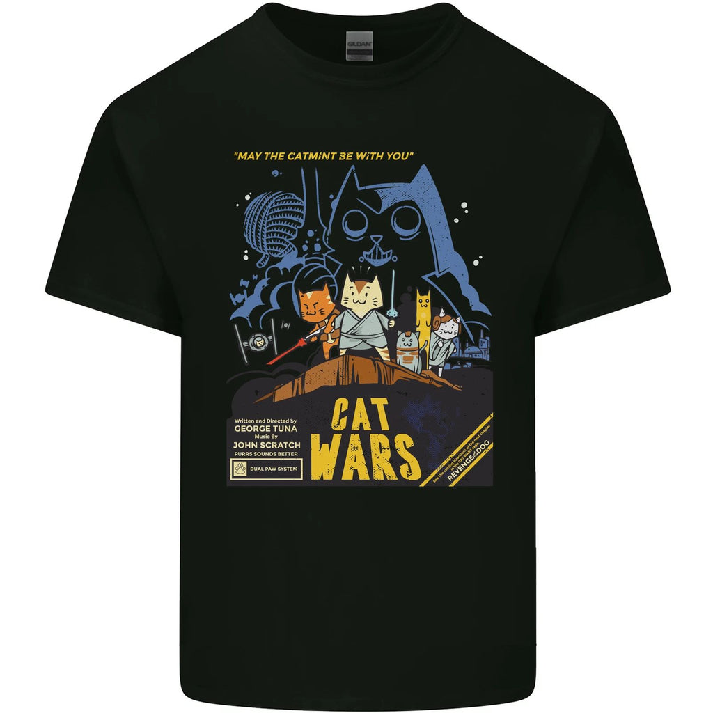 Cat Wars Funny Sci-Fi Mens Light Cotton T-Shirt