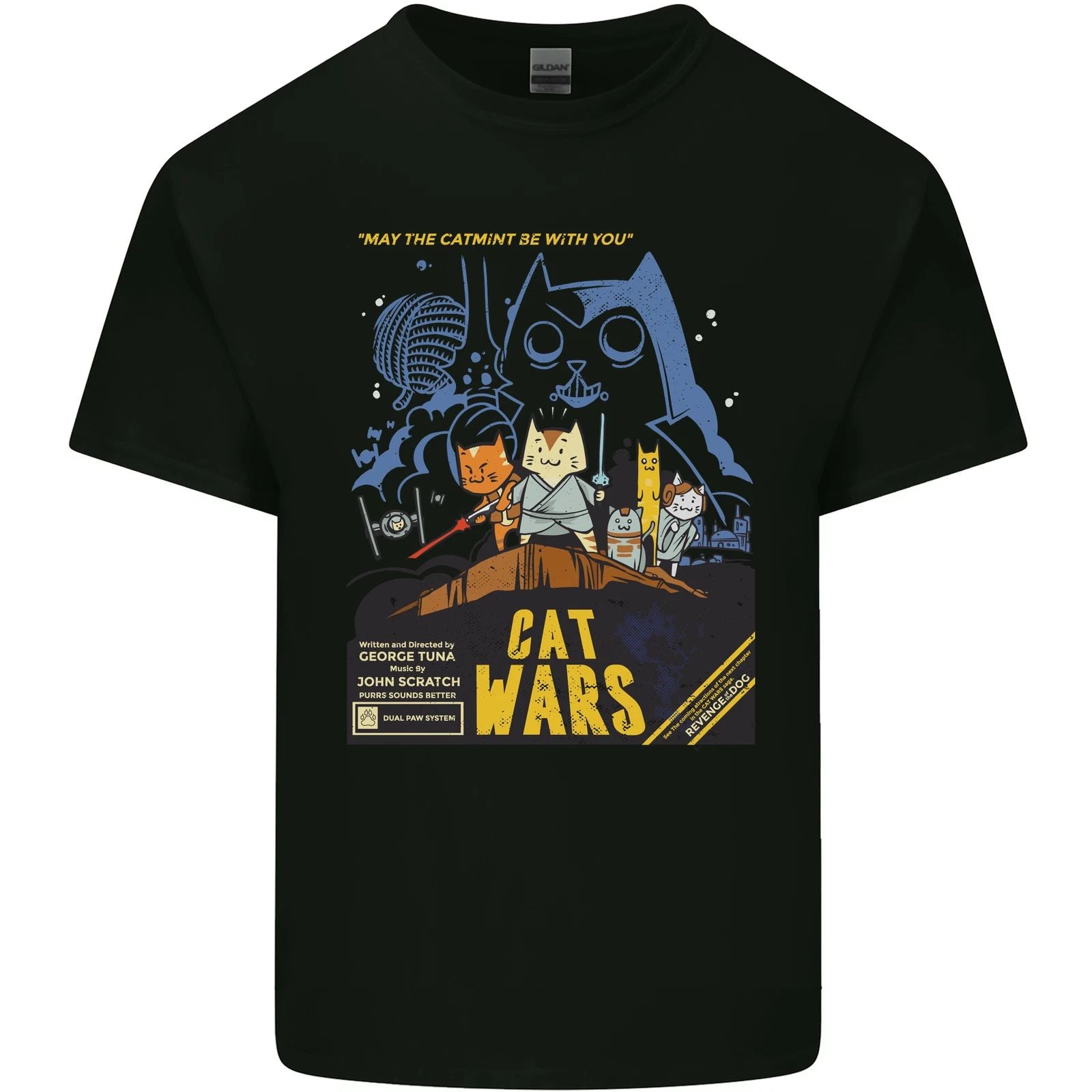 Cat Wars Funny Sci-Fi Mens Light Cotton T-Shirt