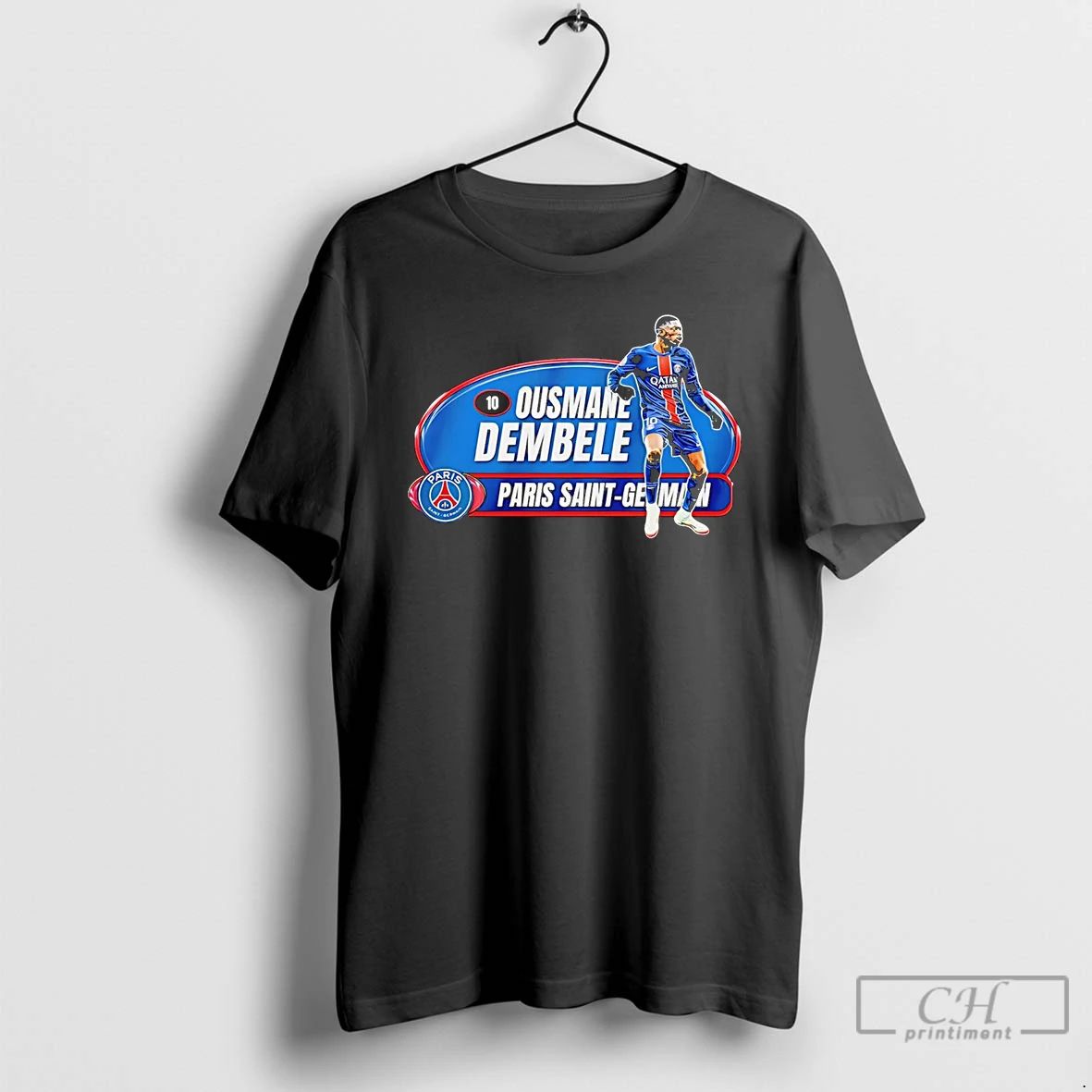 Classic Ousmane Dembele Portrait Psg T Shirts
