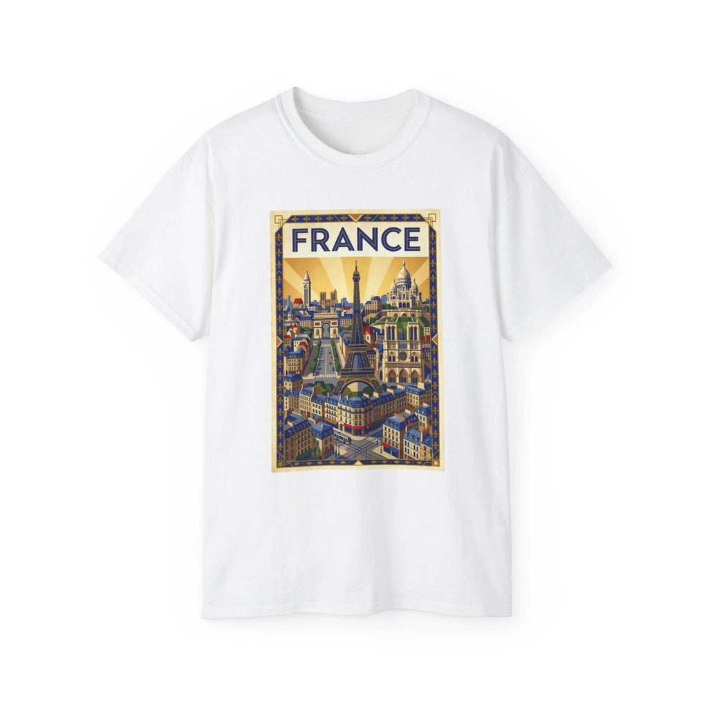 France vintage travel poster T-shirt | Paris skyline graphic tee