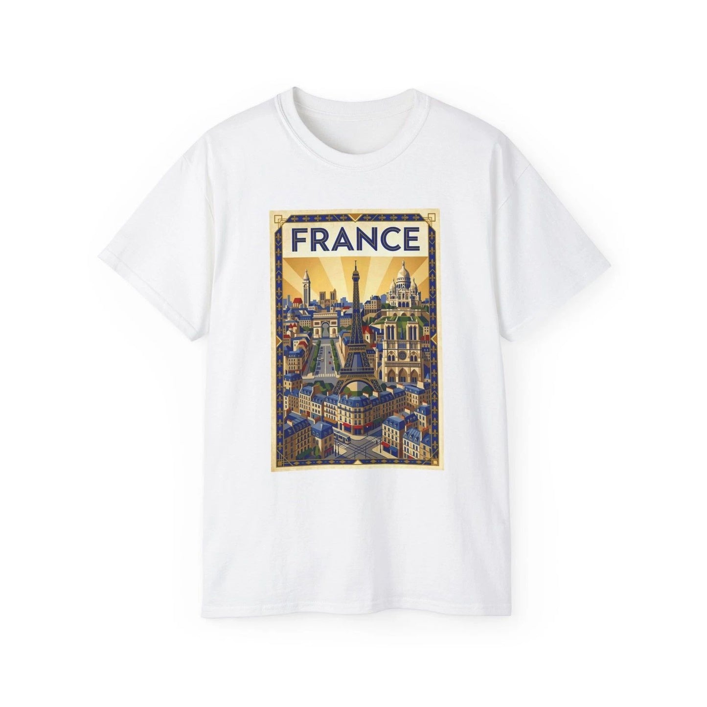 France vintage travel poster T-shirt | Paris skyline graphic tee