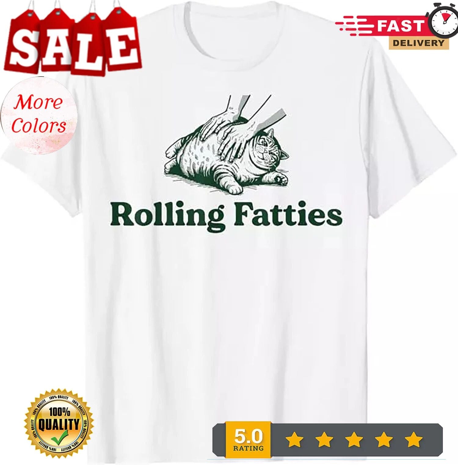 2026/Rolling Fatties Cat Funny Cute Cat Lover Kitten Owner Kitty T-Shirt