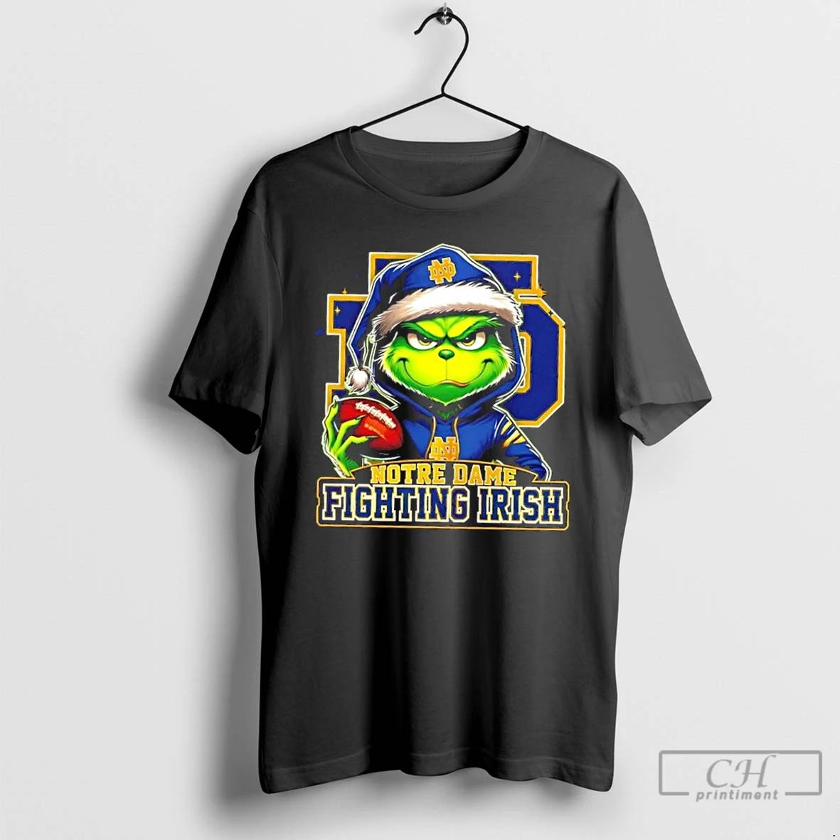Premium Grinch Is Holding A Ball And Smiling At Notre Dame Fighting Irish Fans Christmas