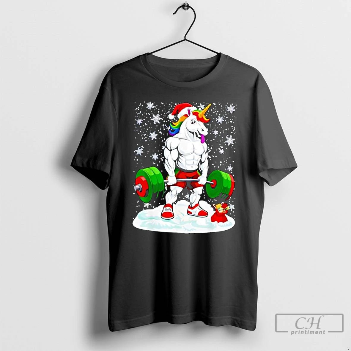Classic Unicorn Lifting Weights Christmas Pj Deadlift Gym Workout T Shirts