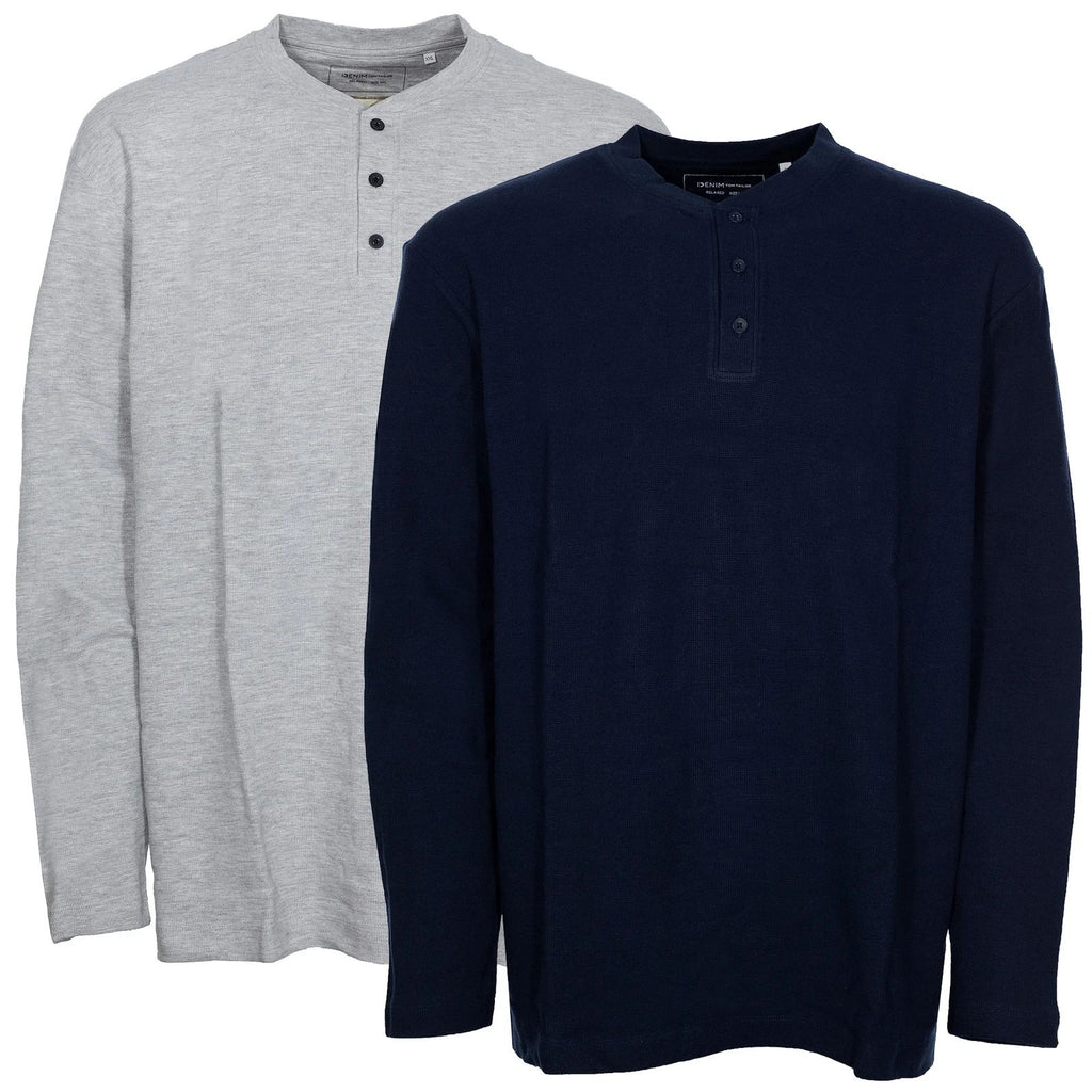 Tom Tailor Long Sleeve Henley Long Sleeve Shirt Relaxed Fit Mens Crew Neck Blue Grey